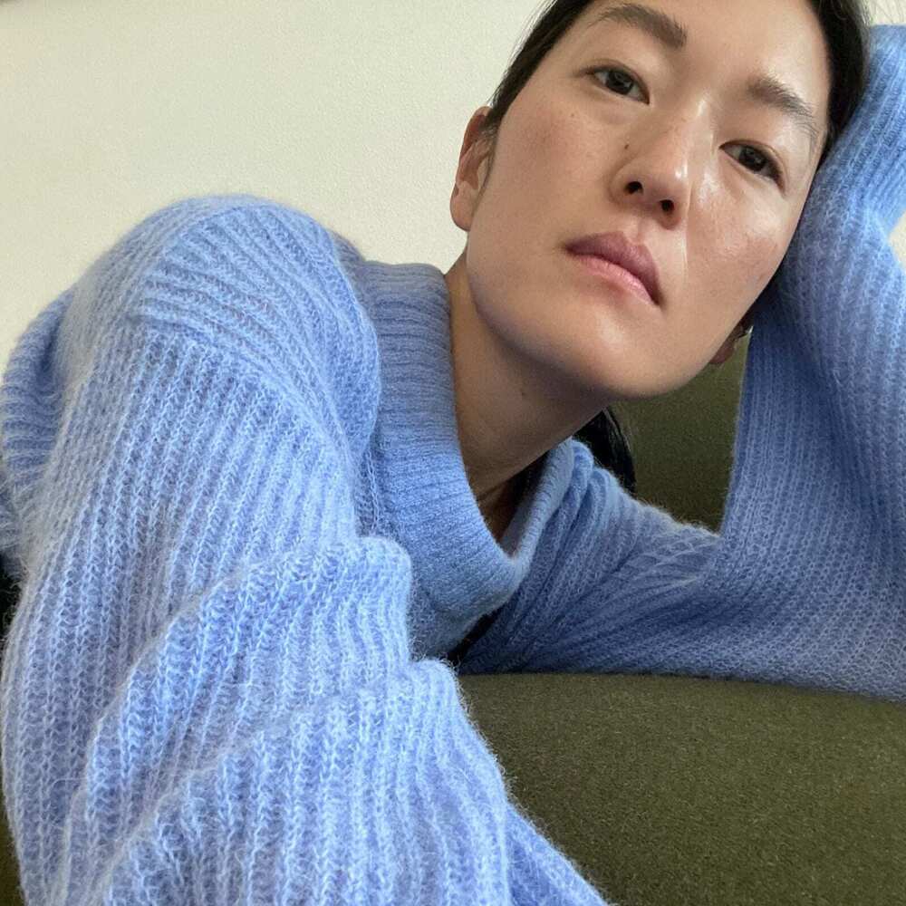 Everlane The Cocoon Crew in Alpaca Blue Base - Size M